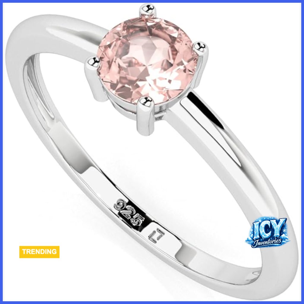 Sterling Silver Stackable Ring With Natural Rose Quartz Gemstone